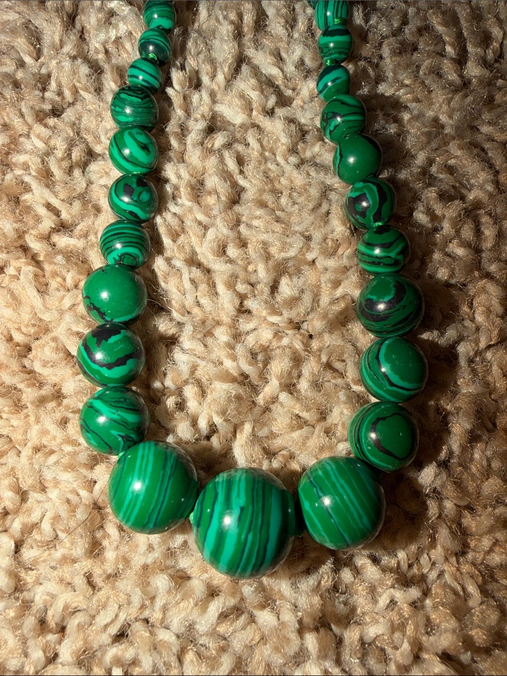 Genuine green malachite Beaded Statement Necklace - Women Jewelry